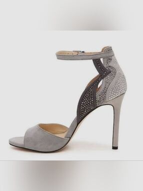 JESSICA SIMPSON Jadara Gray‎ Suede High Heel Sandals with Rhinestones Size 9